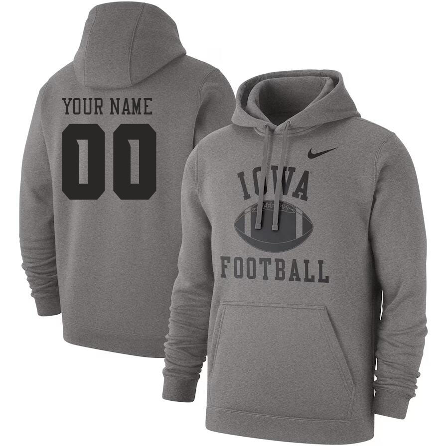 Custom Iowa Hawkeyes Name And Number College Hoodie-Gray - Click Image to Close
